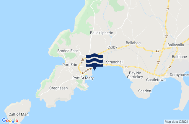 Gansey Bay Beach, Isle of Manの潮見表地図