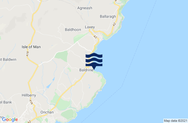 Garwick Bay Beach, Isle of Manの潮見表地図