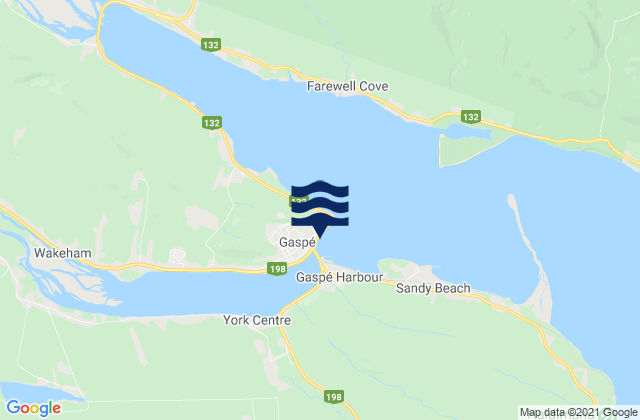Gaspé, Canadaの潮見表地図