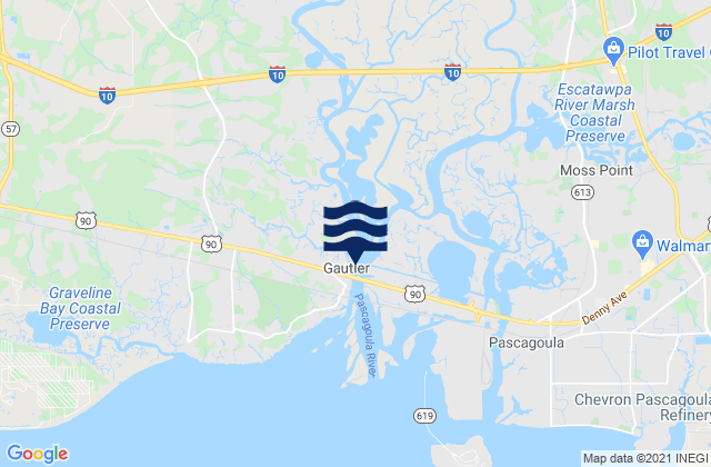 Gautier, United Statesの潮見表地図