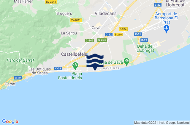 Gavà, Spainの潮見表地図