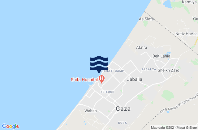 Gaza, Palestinian Territoryの潮見表地図