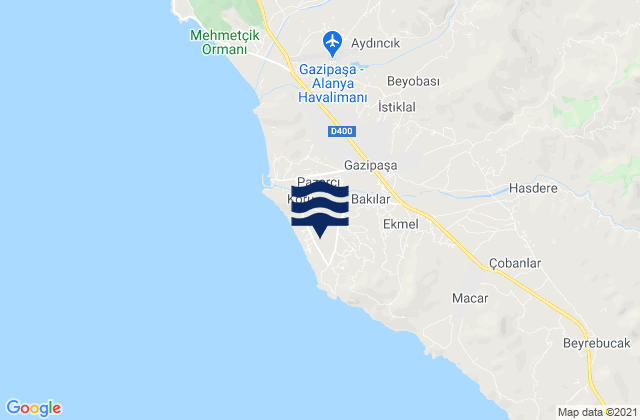 Gazipaşa, Turkeyの潮見表地図