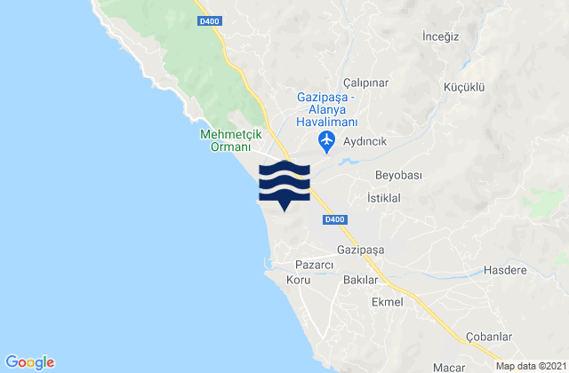 Gazipaşa İlçesi, Turkeyの潮見表地図