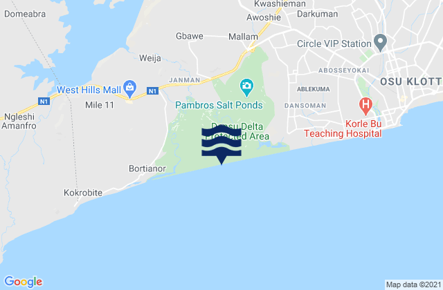 Gbawe, Ghanaの潮見表地図