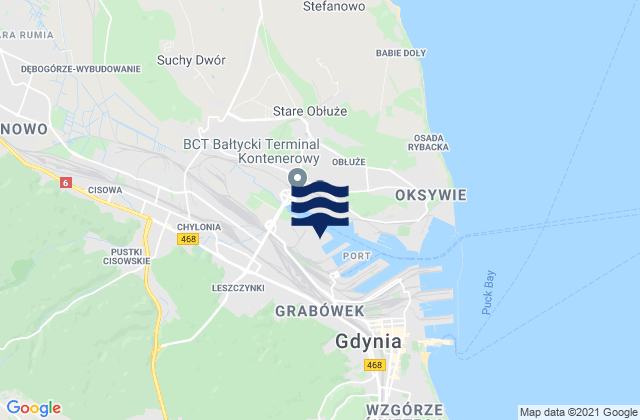 Gdynia, Polandの潮見表地図