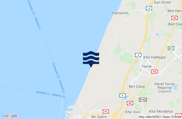 Gedera, Israelの潮見表地図