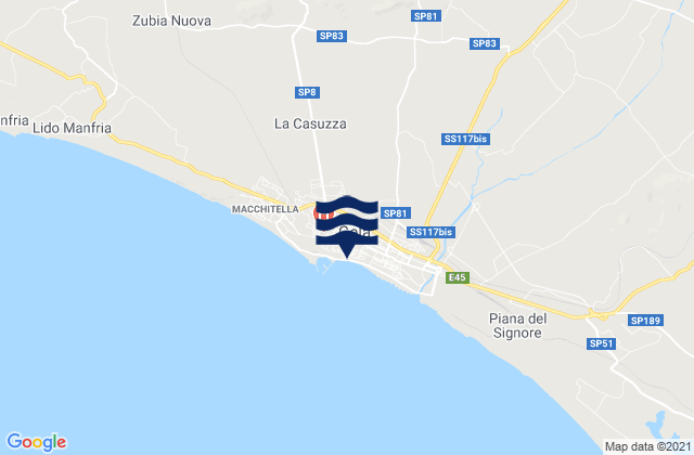 Gela, Italyの潮見表地図
