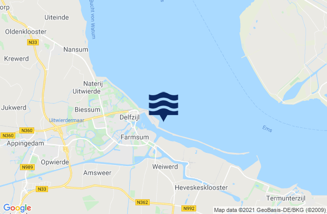 Gemeente Delfzijl, Netherlandsの潮見表地図