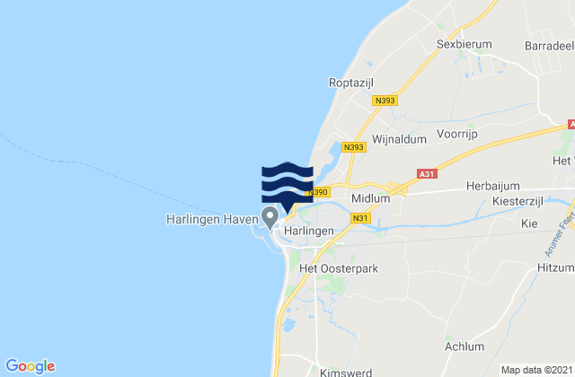 Gemeente Harlingen, Netherlandsの潮見表地図
