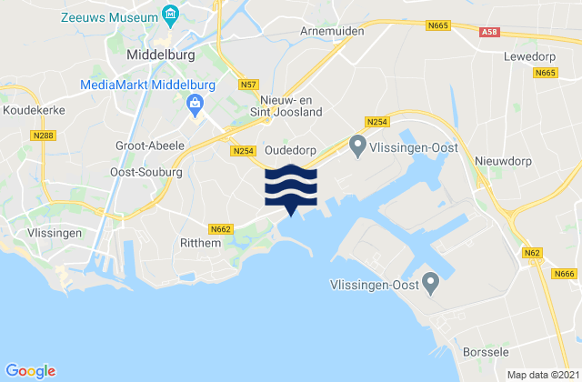 Gemeente Middelburg, Netherlandsの潮見表地図