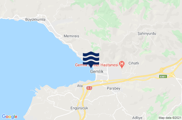 Gemlik, Turkeyの潮見表地図