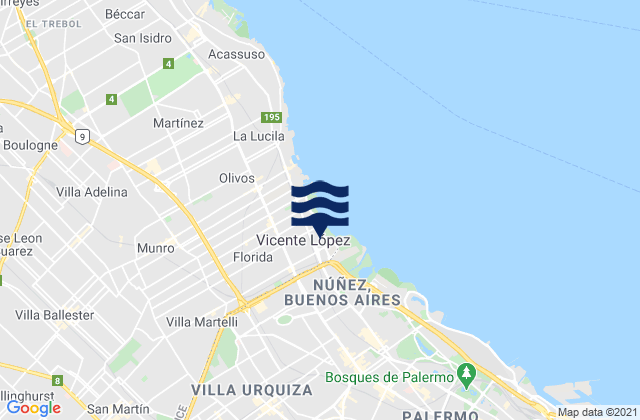 General San Martín, Argentinaの潮見表地図