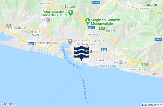 Genoa, Italyの潮見表地図