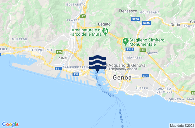 Genova, Italyの潮見表地図