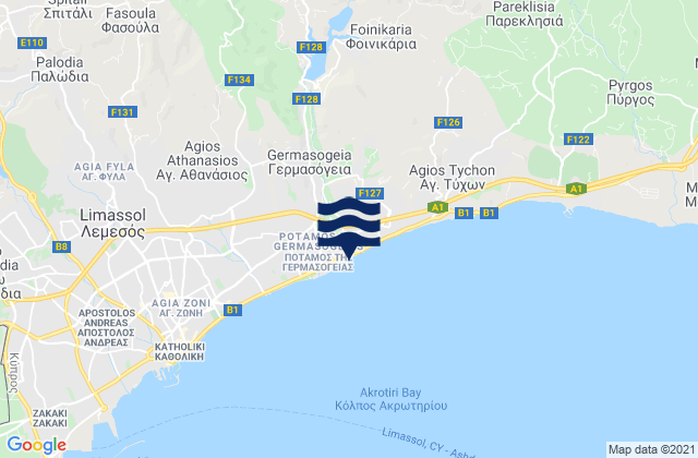 Germasógeia, Cyprusの潮見表地図