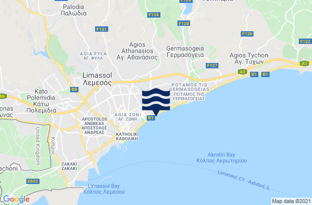 Gerása, Cyprusの潮見表地図