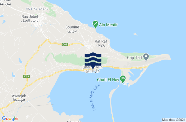 Ghar al Milh, Tunisiaの潮見表地図