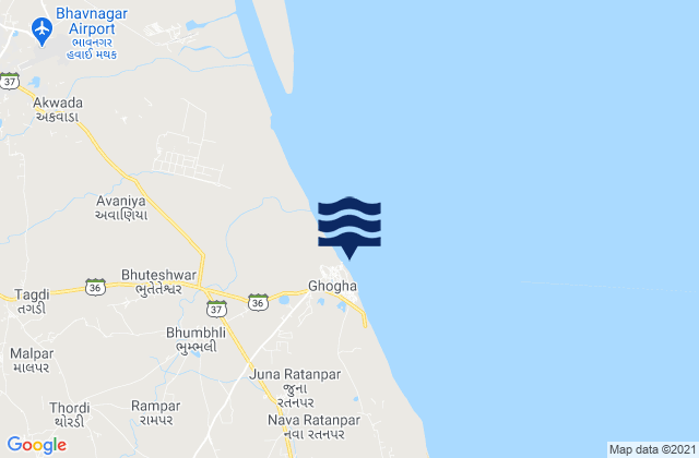 Ghogha, Indiaの潮見表地図