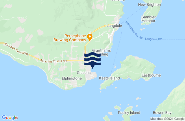 Gibsons Landing, Canadaの潮見表地図