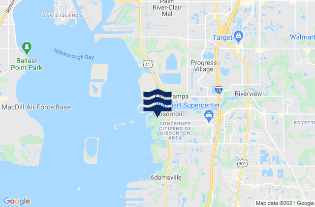 Gibsonton, United Statesの潮見表地図