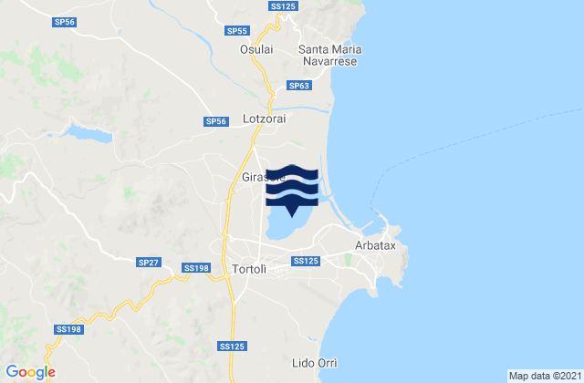 Girasole, Italyの潮見表地図