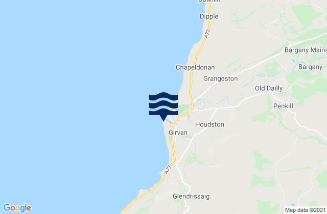 Girvan Beach, United Kingdomの潮見表地図