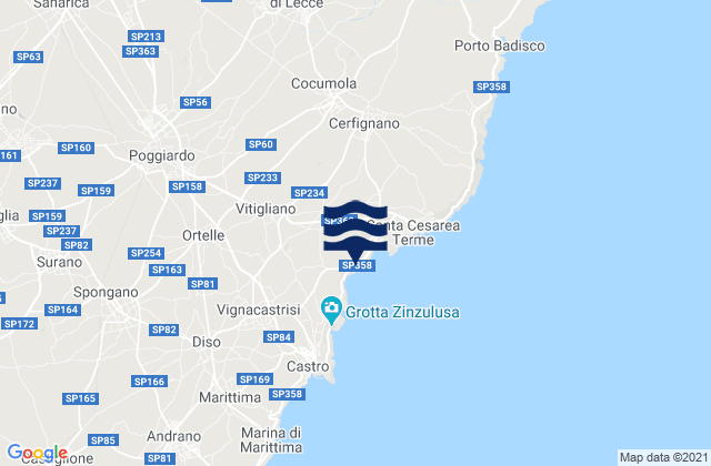 Giuggianello, Italyの潮見表地図