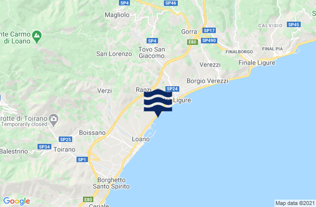 Giustenice, Italyの潮見表地図