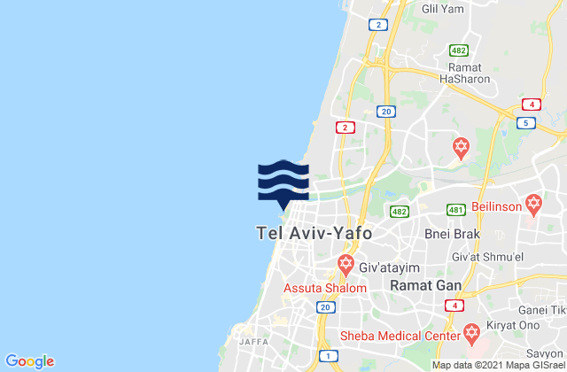 Givatayim, Israelの潮見表地図