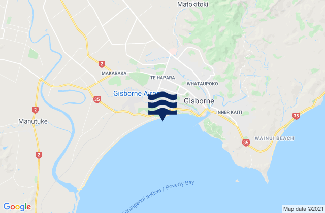 Gizzy Pipe (Gisborne), New Zealandの潮見表地図