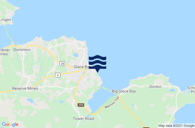 Glace Bay Beach, Canadaの潮見表地図