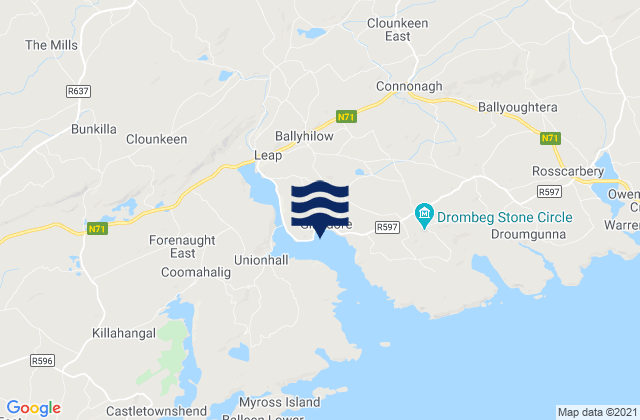 Glandore Harbour, Irelandの潮見表地図