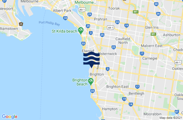 Glen Eira, Australiaの潮見表地図