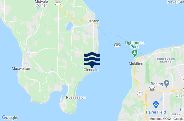 Glendale Whidbey Island, United Statesの潮見表地図