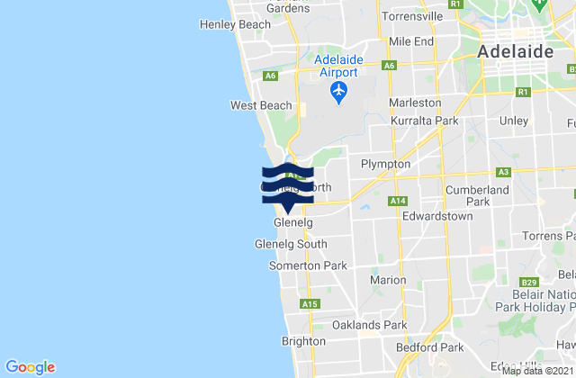 Glenelg East, Australiaの潮見表地図