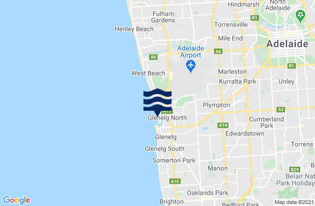 Glenelg North, Australiaの潮見表地図