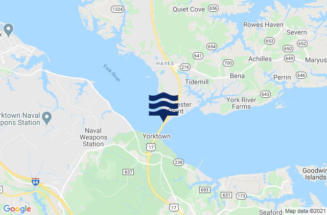 Gloucester Point, United Statesの潮見表地図