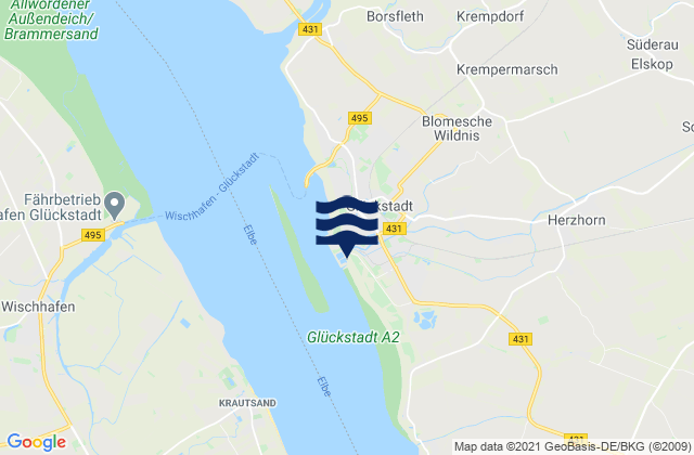 Gluckstadt, Denmarkの潮見表地図