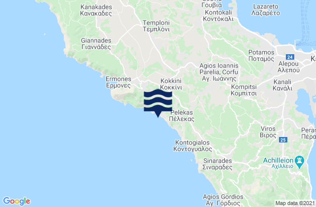 Glyfada (Corfu), Greeceの潮見表地図