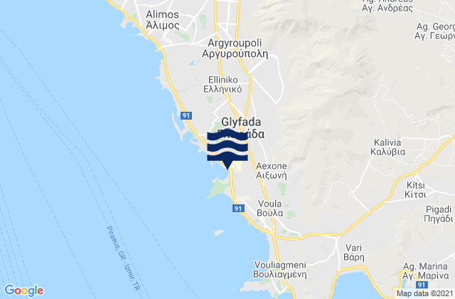 Glyfáda, Greeceの潮見表地図