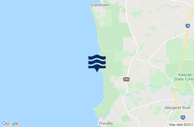 Gnoocardup Beach, Australiaの潮見表地図