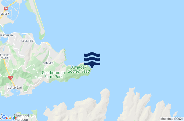 Godley Head, New Zealandの潮見表地図