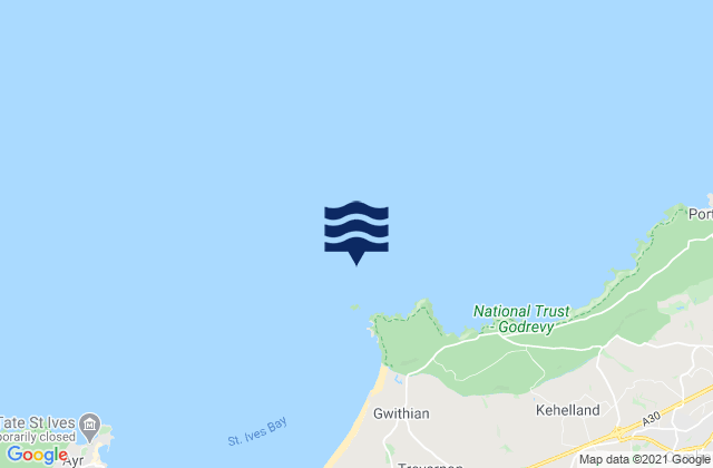 Godrevy Island, United Kingdomの潮見表地図