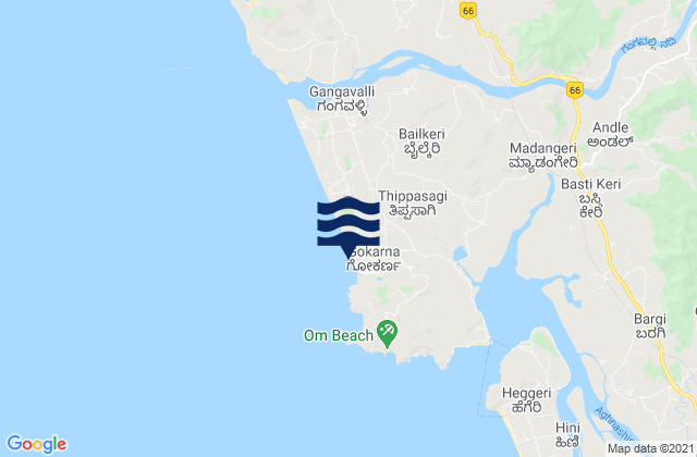 Gokarna, Indiaの潮見表地図