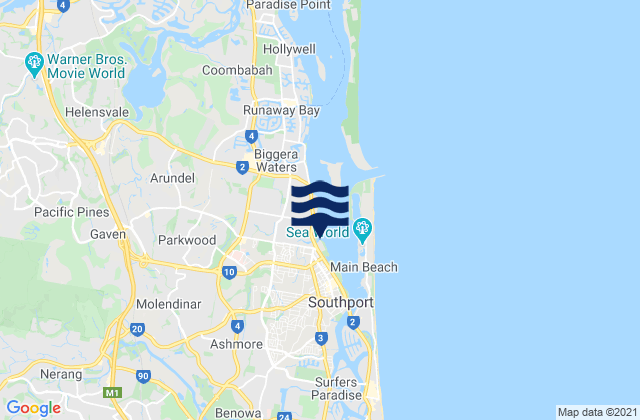 Gold Coast, Australiaの潮見表地図