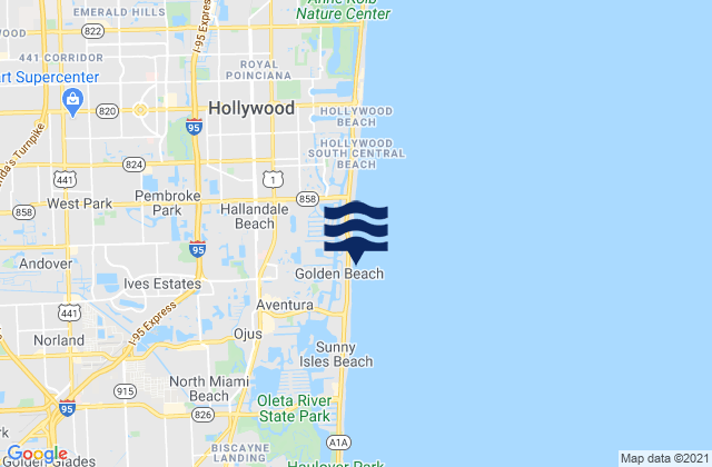 Golden Beach, United Statesの潮見表地図