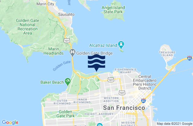 Golden Gate East Beach, United Statesの潮見表地図