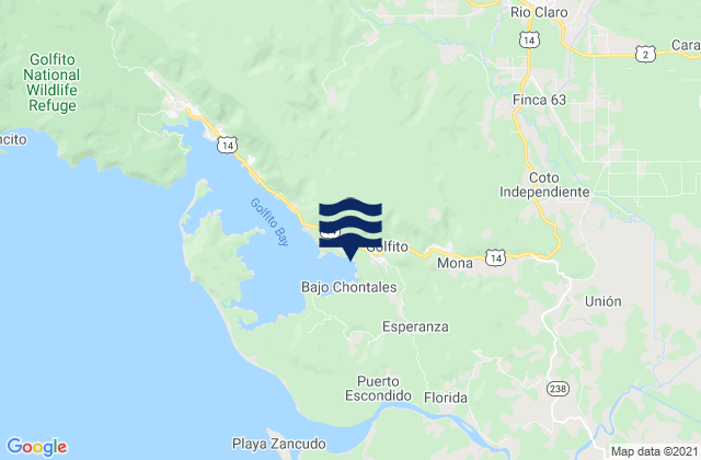 Golfito, Costa Ricaの潮見表地図