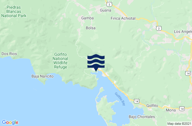 Golfito Golfo Dulce, Costa Ricaの潮見表地図